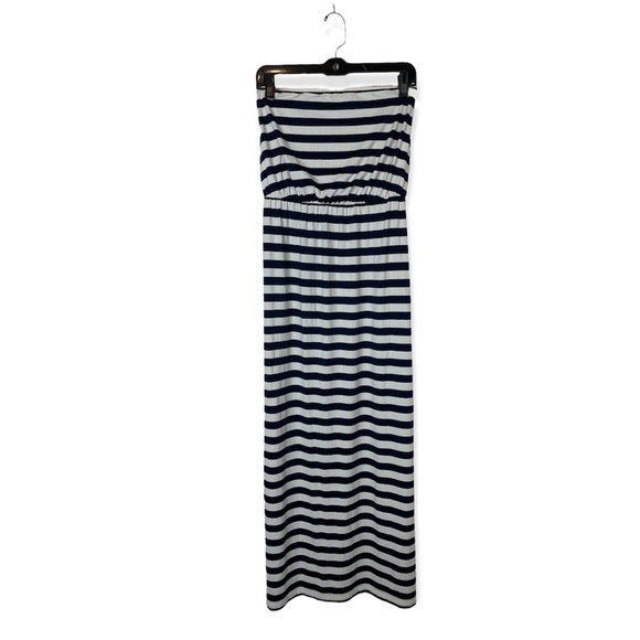 Susana Monaco size small Striped Blouson Strapless maxi Dress in navy & white - Picture 2 of 8